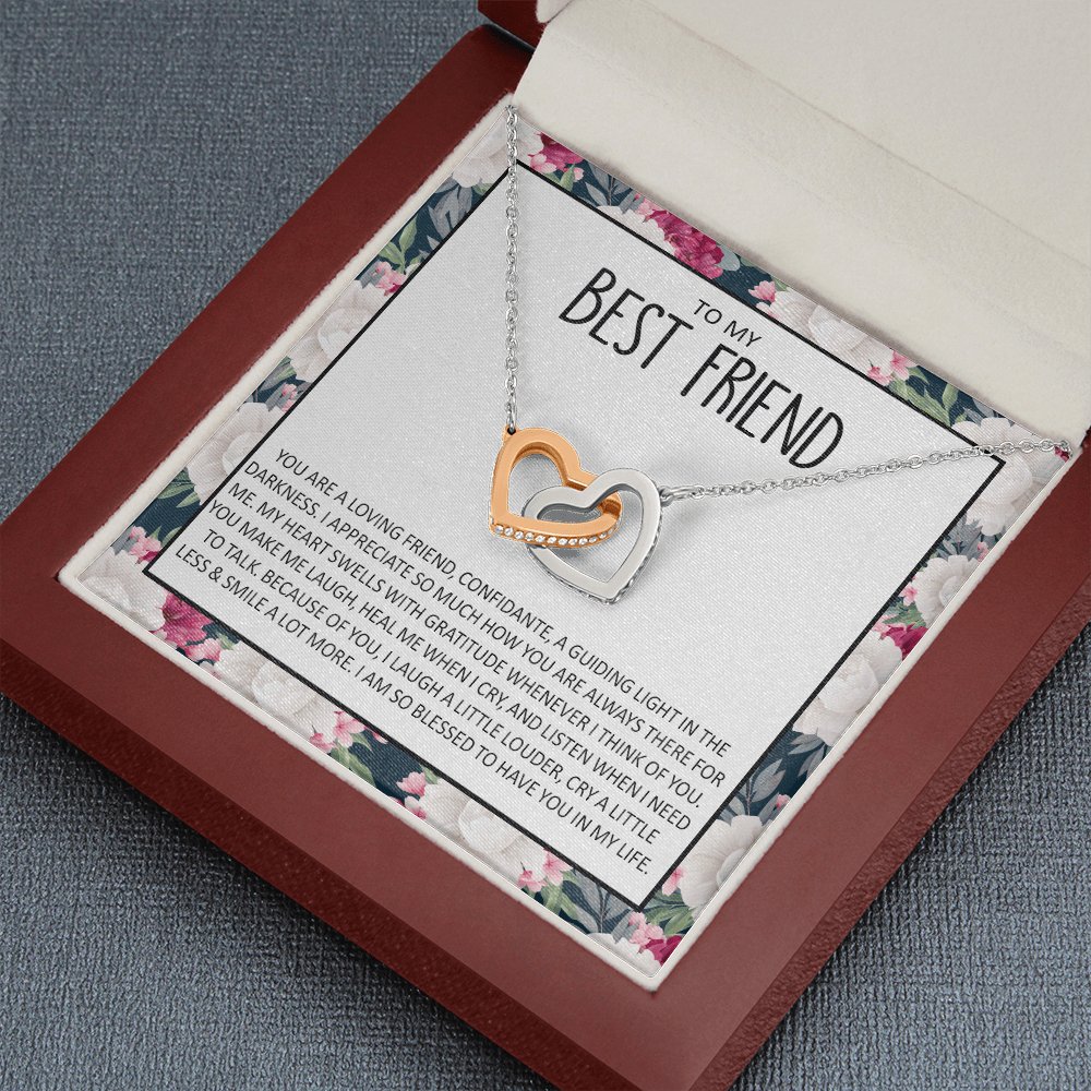 To My Best Friend - Because Of You - Interlocking Hearts Necklace - Celeste Jewel