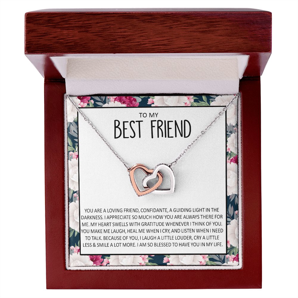 To My Best Friend - Because Of You - Interlocking Hearts Necklace - Celeste Jewel