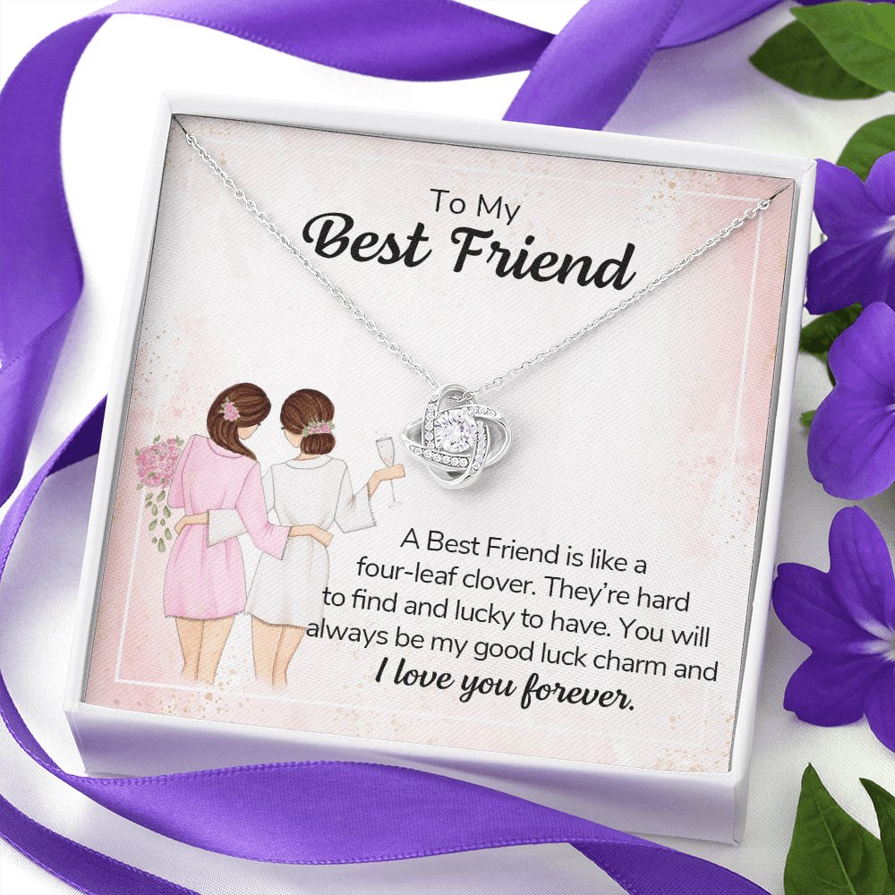 To My Best Friend - Four Leaf Clover - Love Knot Necklace - Celeste Jewel