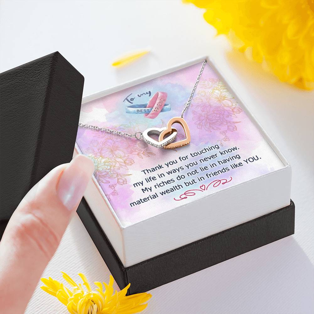 To My Best Friend - Friends Like You - Interlocking Hearts Necklace - Celeste Jewel
