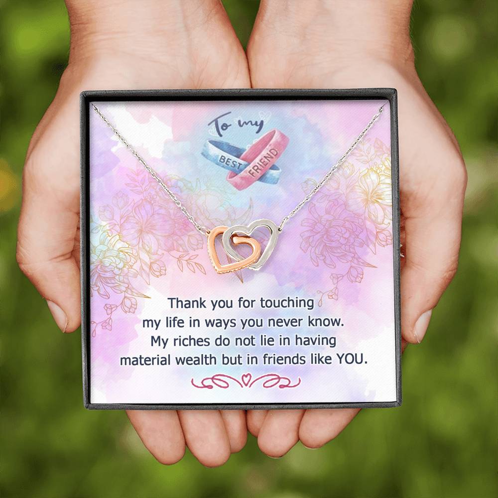 To My Best Friend - Friends Like You - Interlocking Hearts Necklace - Celeste Jewel