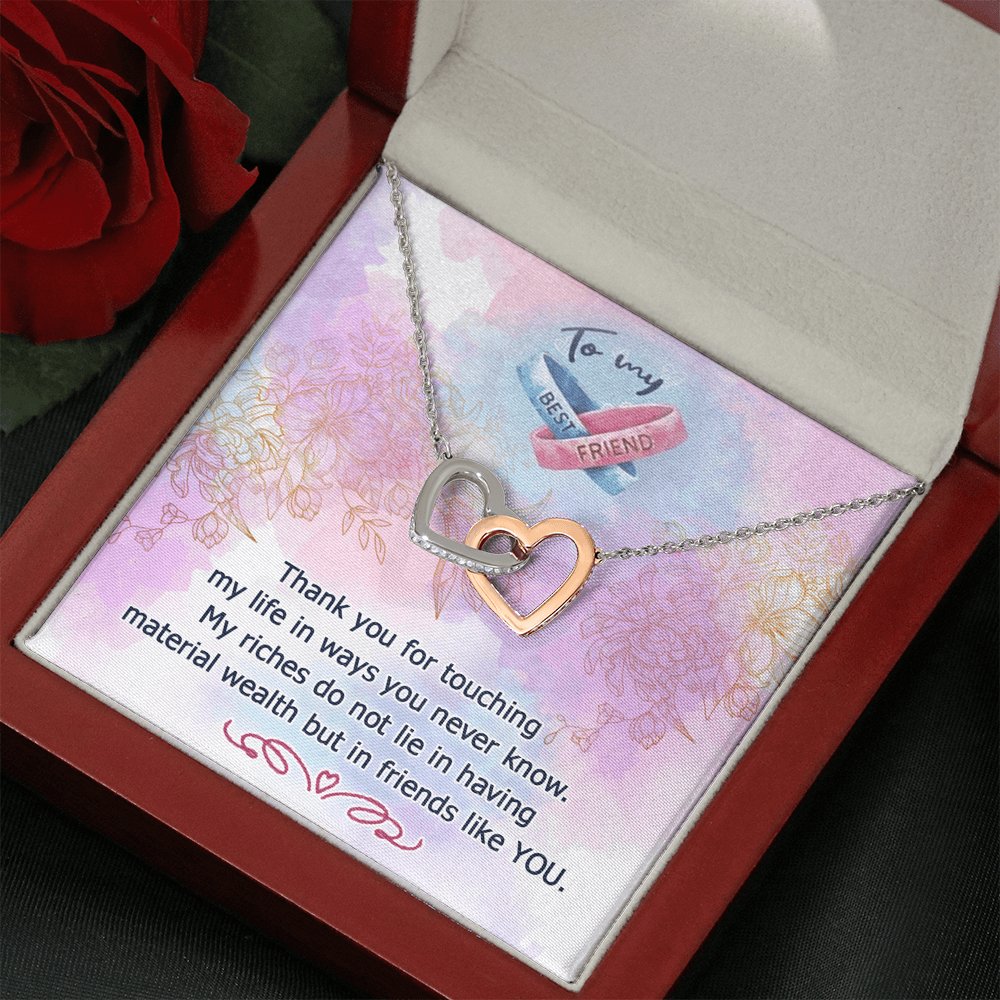 To My Best Friend - Friends Like You - Interlocking Hearts Necklace - Celeste Jewel