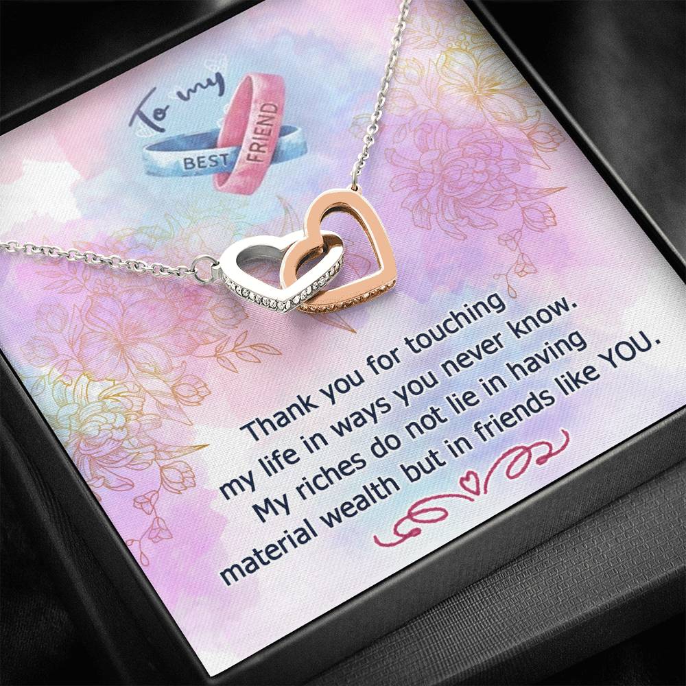 To My Best Friend - Friends Like You - Interlocking Hearts Necklace - Celeste Jewel