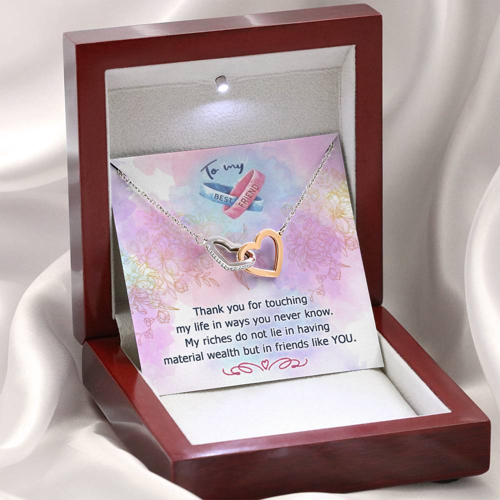 To My Best Friend - Friends Like You - Interlocking Hearts Necklace - Celeste Jewel
