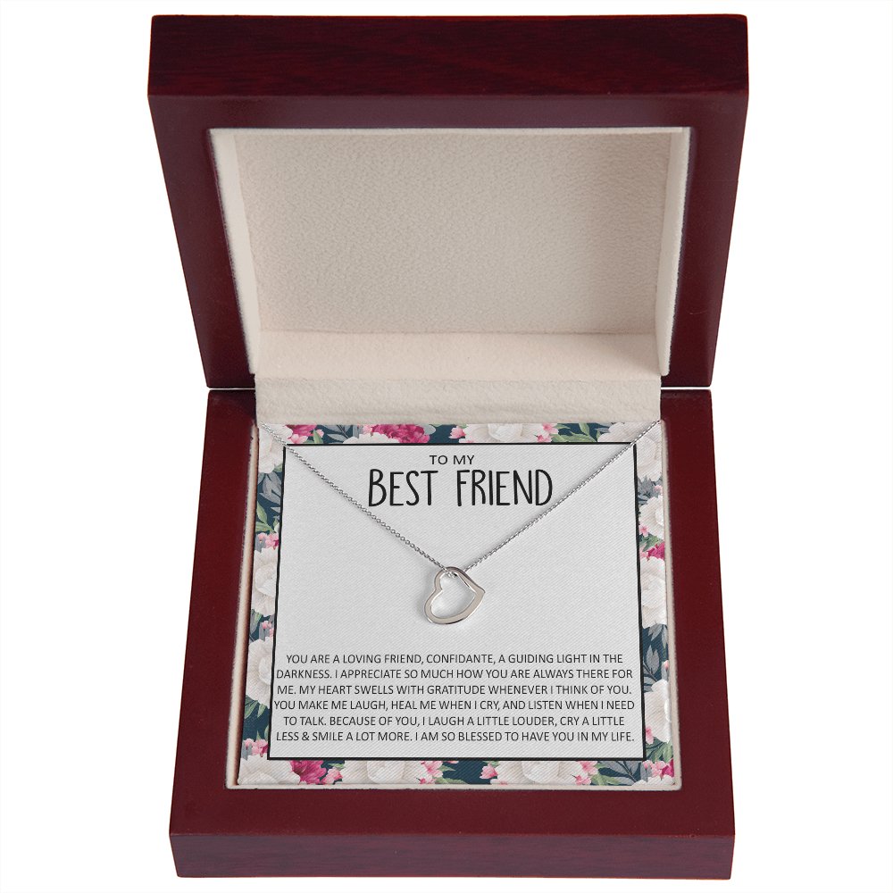 To My Best Friend Gift - Because Of You - Dainty Heart Necklace - Celeste Jewel