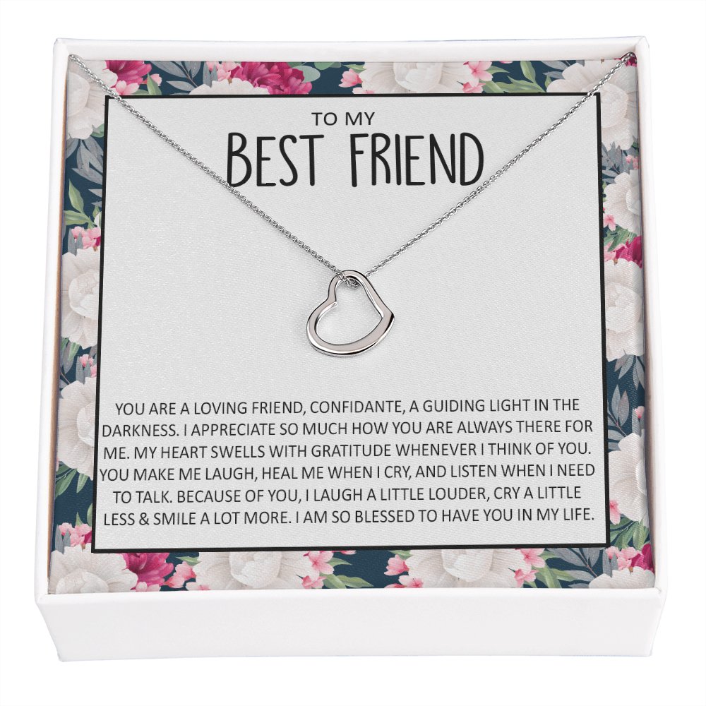 To My Best Friend Gift - Because Of You - Dainty Heart Necklace - Celeste Jewel