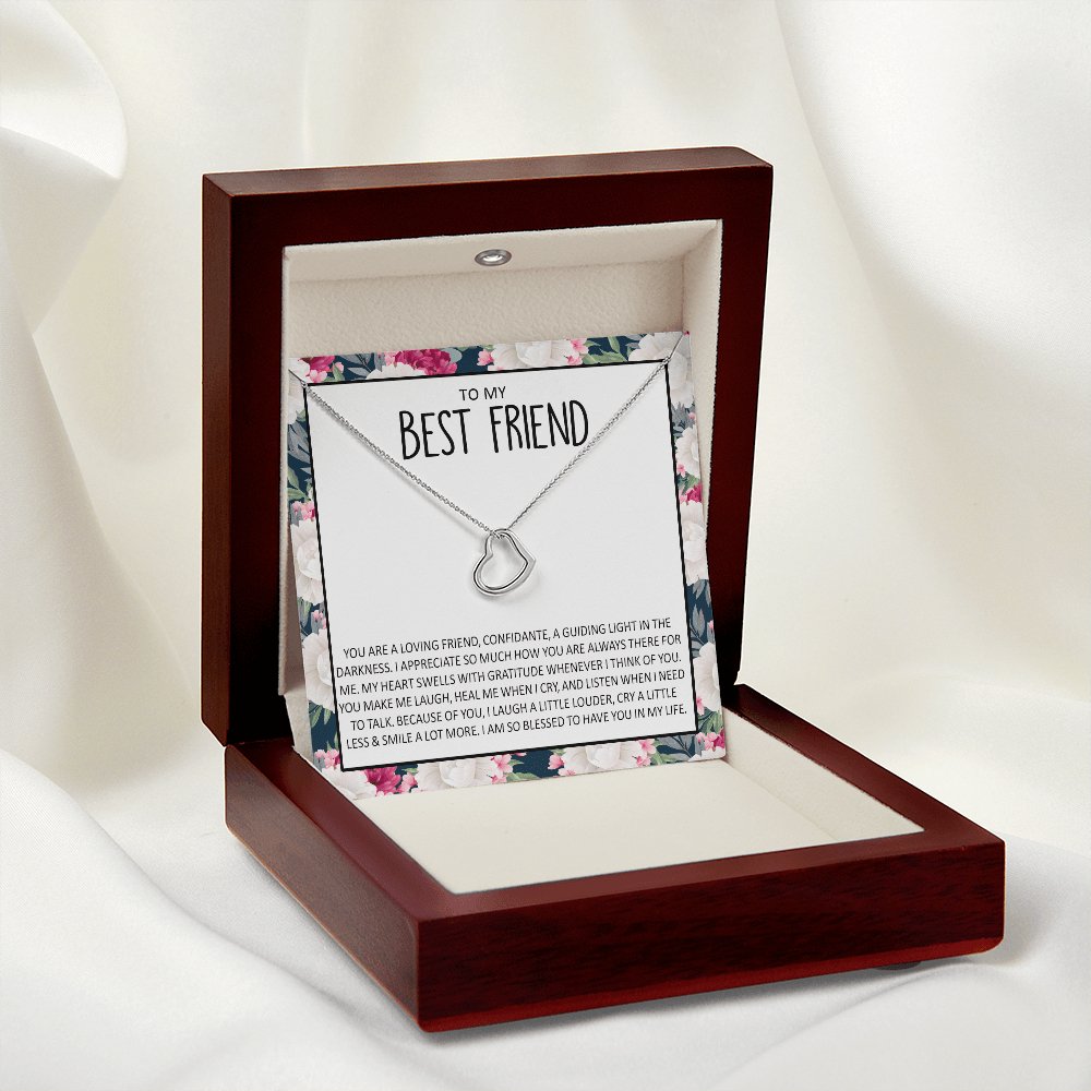 To My Best Friend Gift - Because Of You - Dainty Heart Necklace - Celeste Jewel