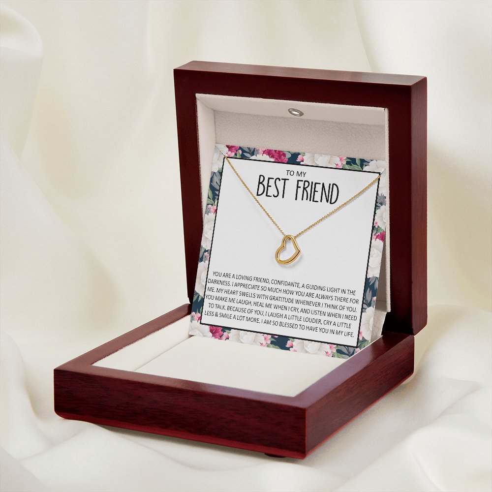 To My Best Friend Gift - Because Of You - Dainty Heart Necklace - Celeste Jewel