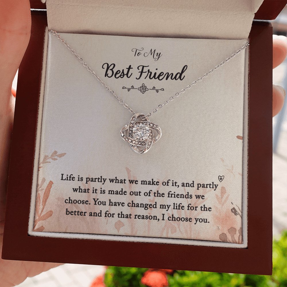 To My Best Friend- Life Is Partly - Love Knot Necklace - Celeste Jewel