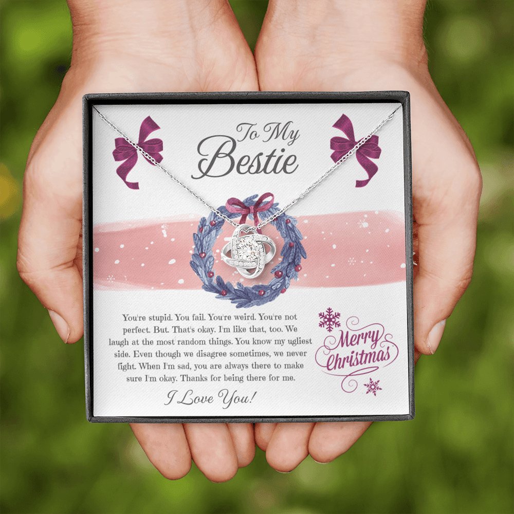 To My Bestie - Merry Christmas - CARD - Love Knot Necklace - Celeste Jewel