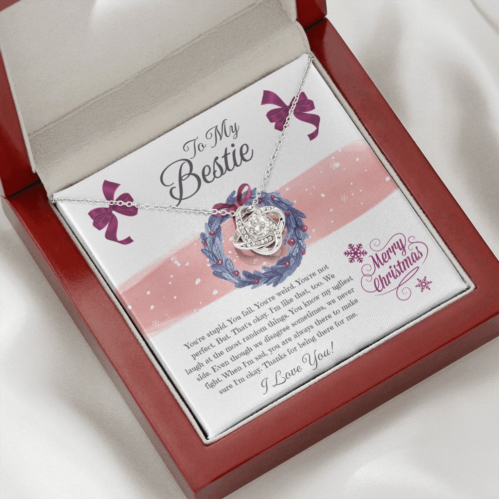 To My Bestie - Merry Christmas - CARD - Love Knot Necklace - Celeste Jewel
