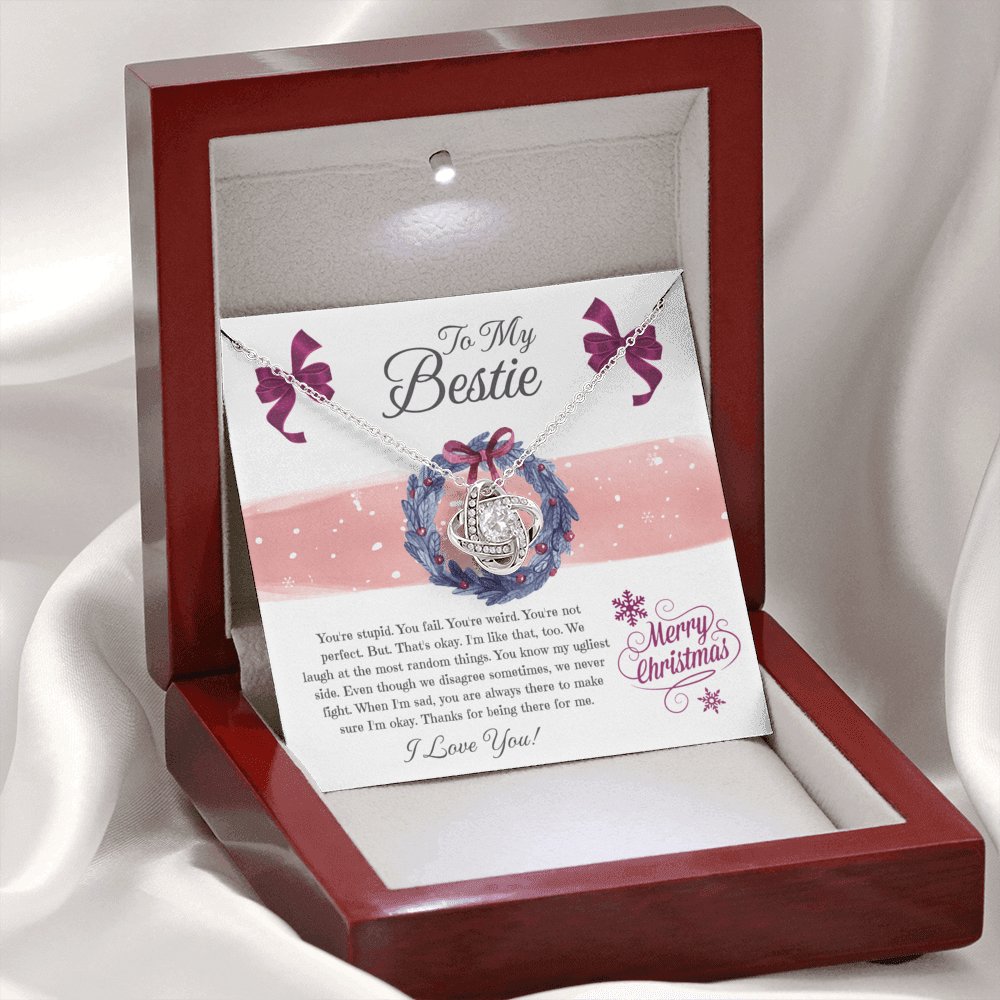 To My Bestie - Merry Christmas - CARD - Love Knot Necklace - Celeste Jewel
