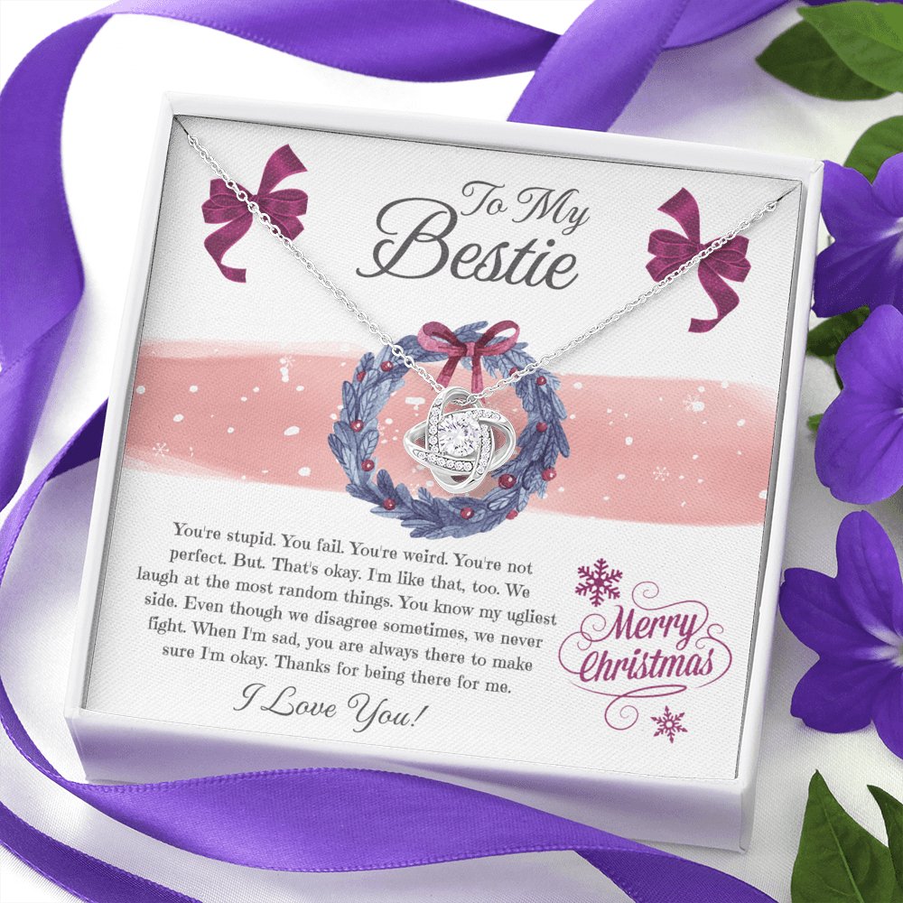 To My Bestie - Merry Christmas - CARD - Love Knot Necklace - Celeste Jewel