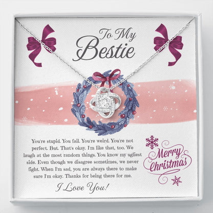 To My Bestie - Merry Christmas - CARD - Love Knot Necklace - Celeste Jewel