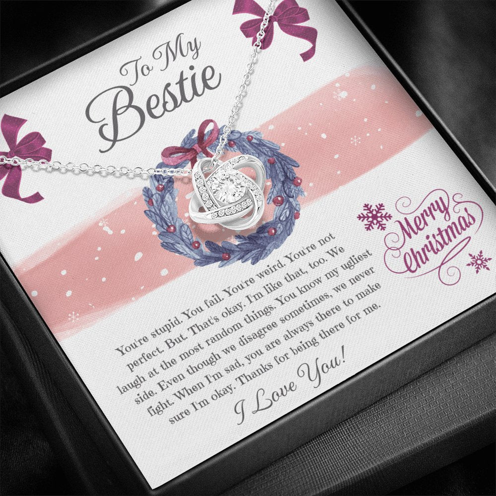 To My Bestie - Merry Christmas - CARD - Love Knot Necklace - Celeste Jewel