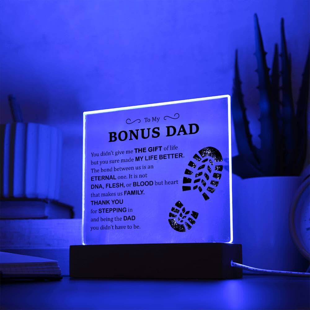 To My Bonus Dad Gift - Acrylic Square Plaque - Celeste Jewel