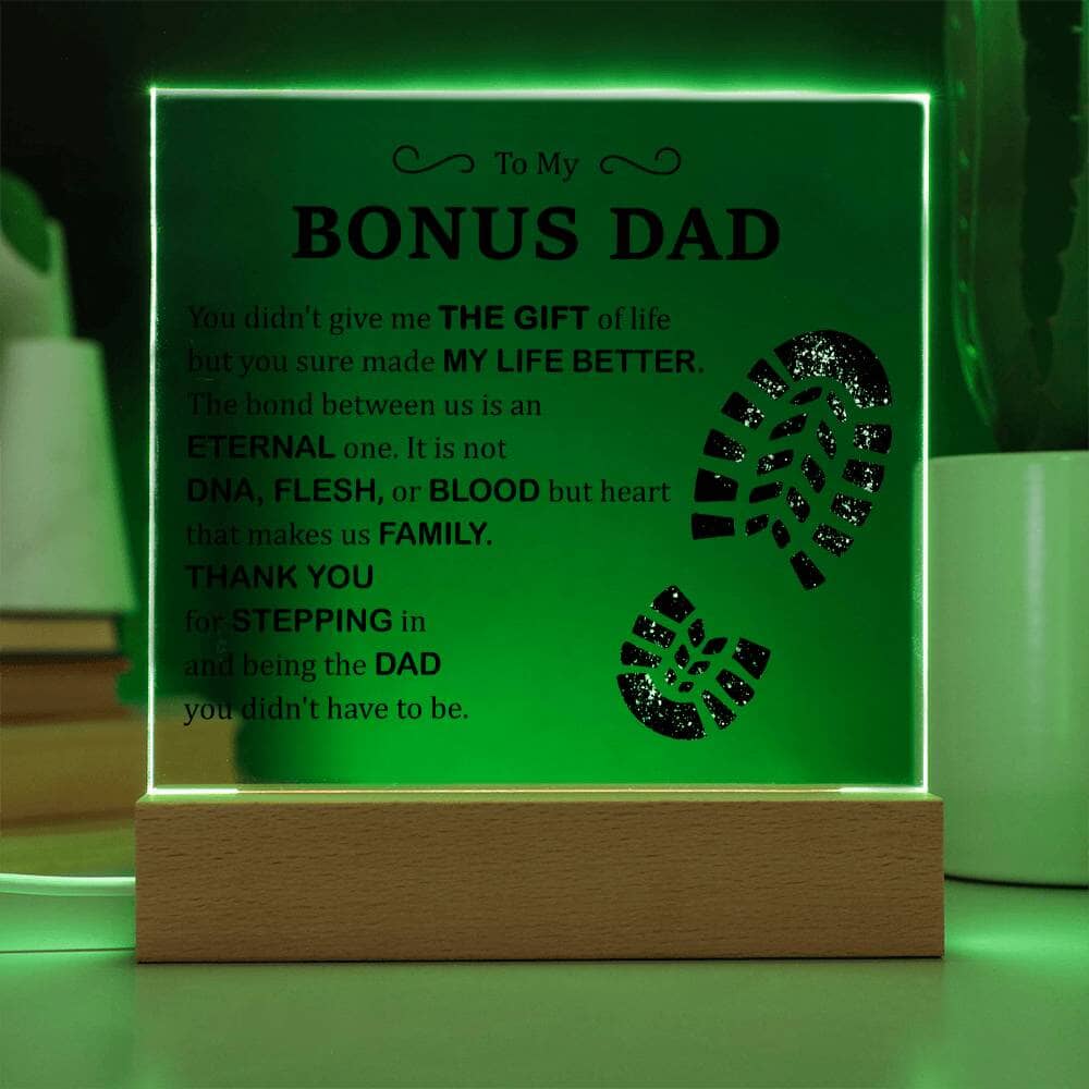 To My Bonus Dad Gift - Acrylic Square Plaque - Celeste Jewel