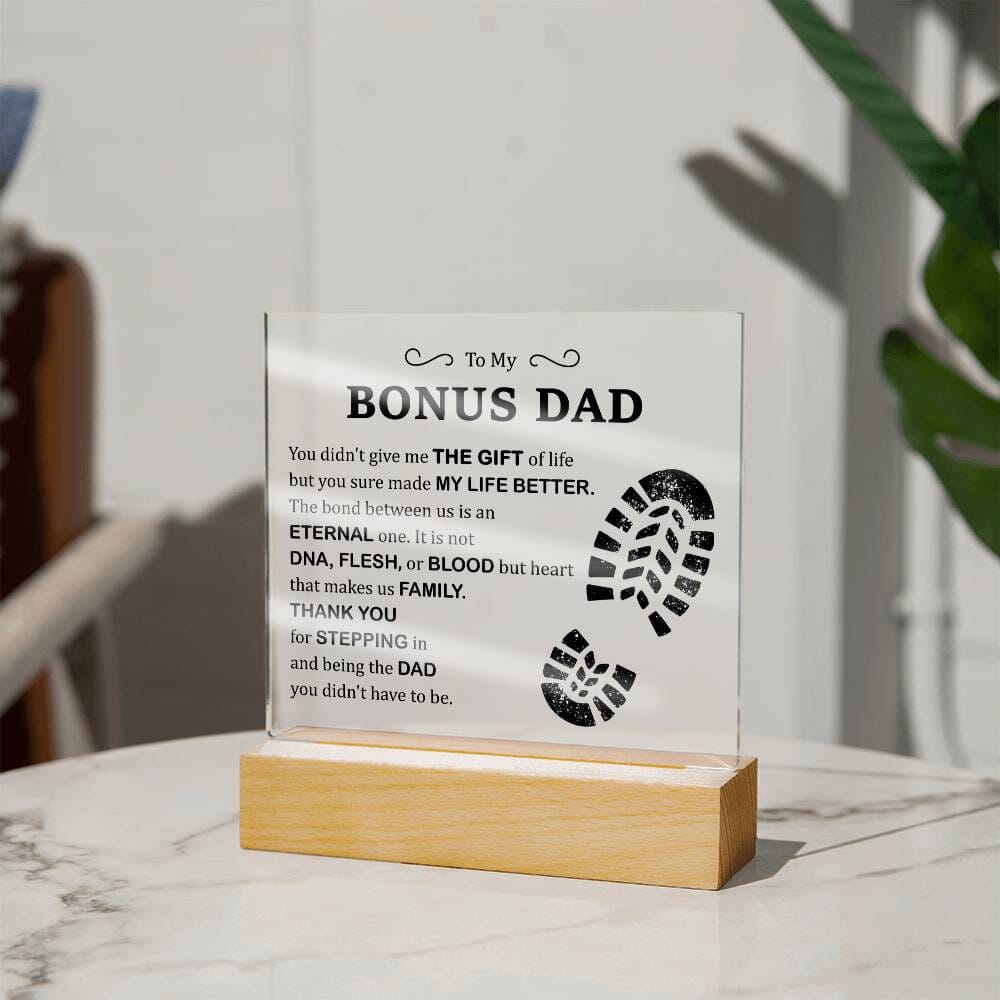 To My Bonus Dad Gift - Acrylic Square Plaque - Celeste Jewel