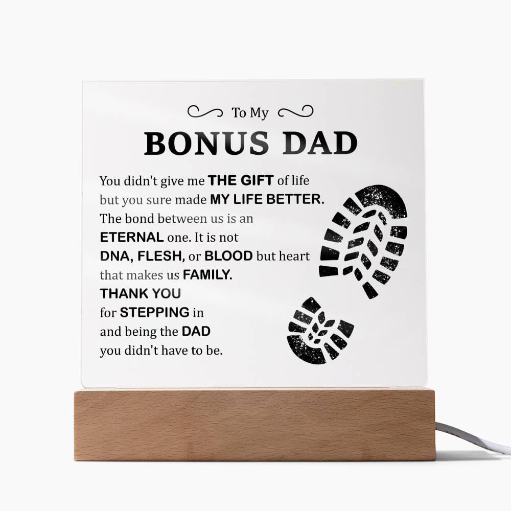 To My Bonus Dad Gift - Acrylic Square Plaque - Celeste Jewel