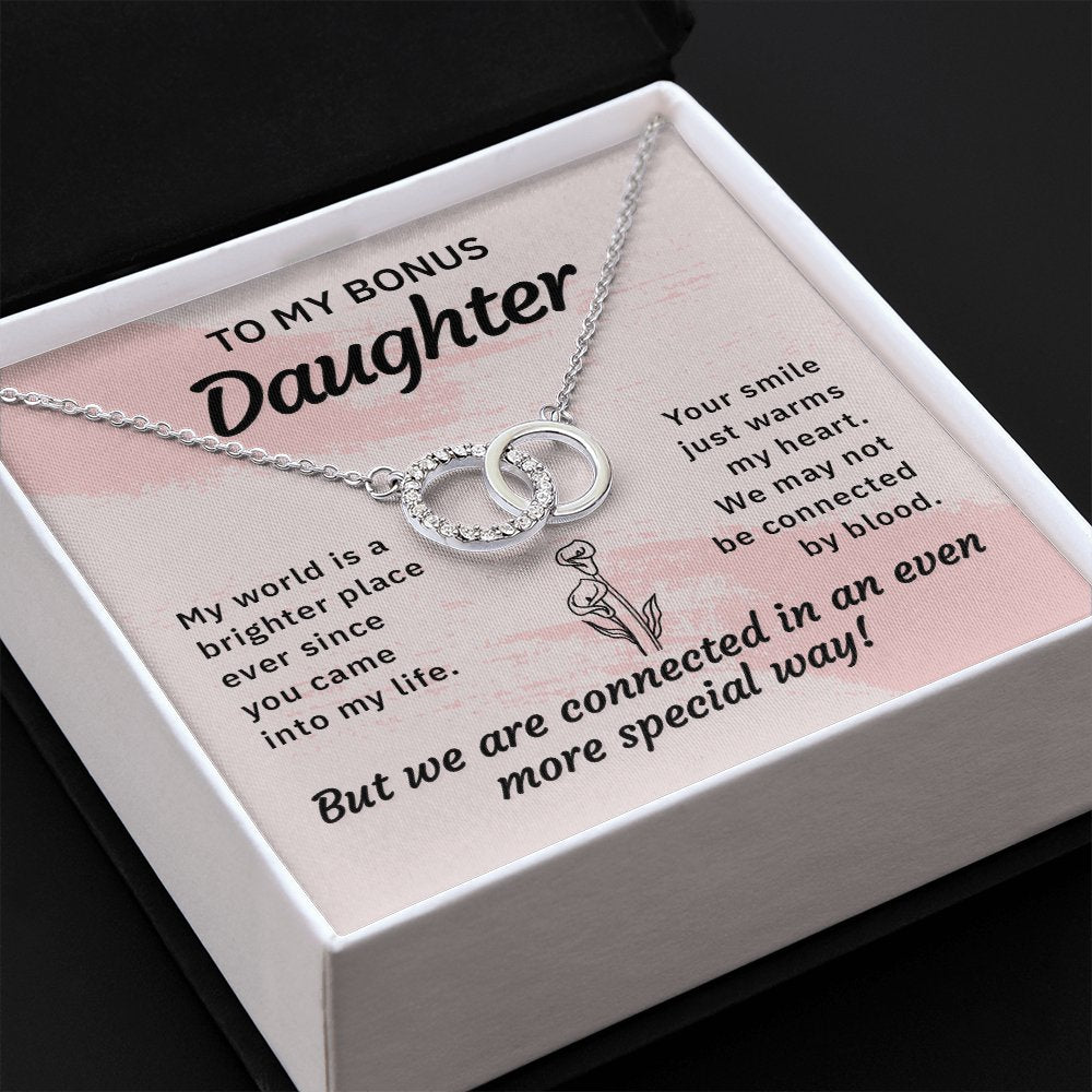 To My Bonus Daughter - My World Is A Brighter Place - Perfect Pair Necklace - Celeste Jewel