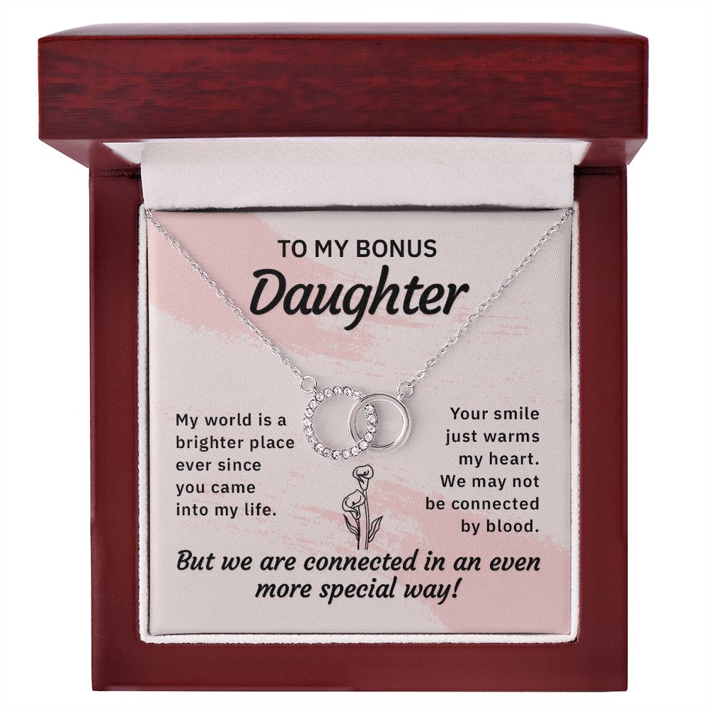 To My Bonus Daughter - My World Is A Brighter Place - Perfect Pair Necklace - Celeste Jewel