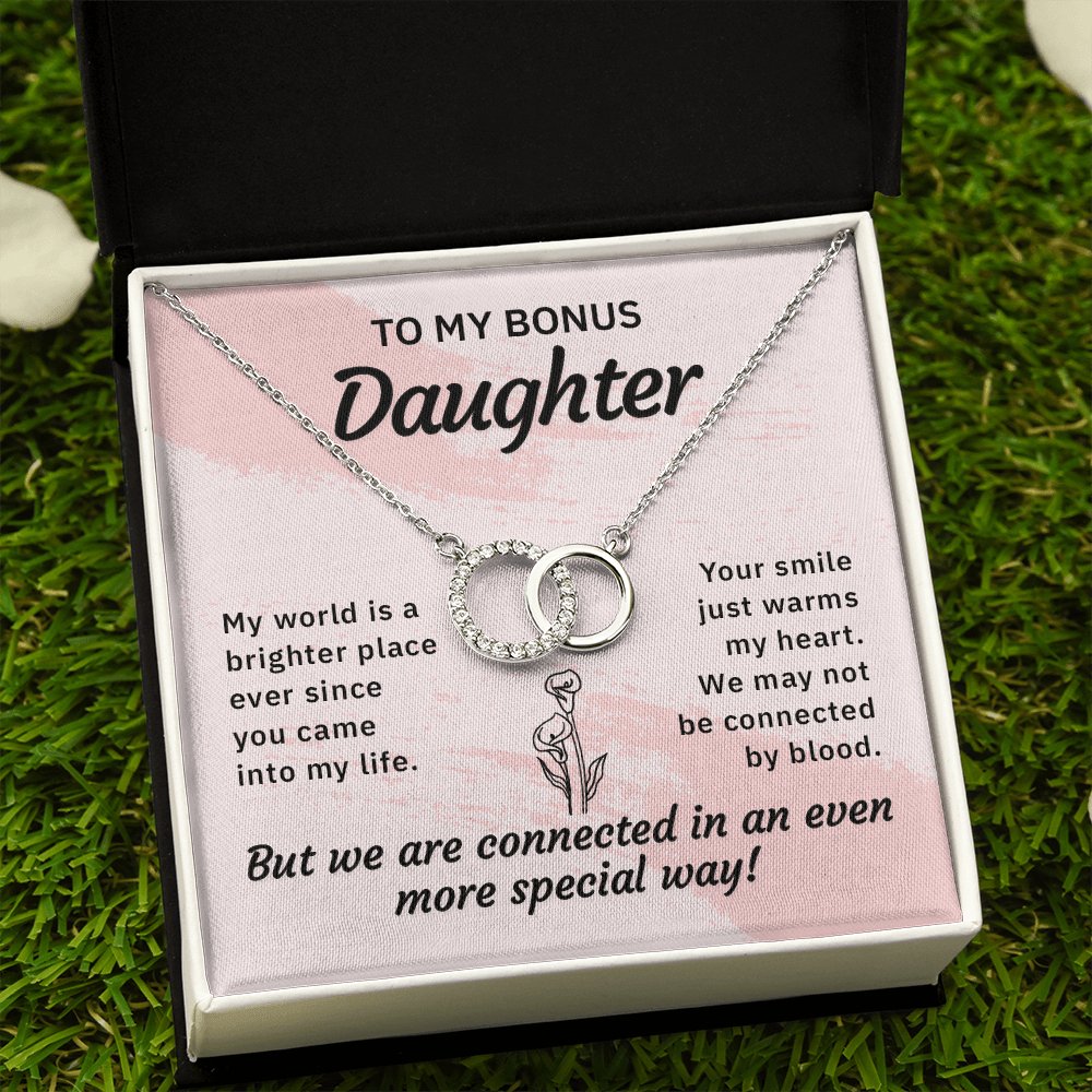 To My Bonus Daughter - My World Is A Brighter Place - Perfect Pair Necklace - Celeste Jewel