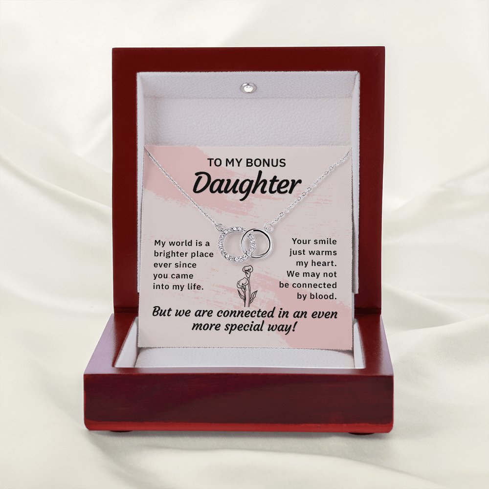 To My Bonus Daughter - My World Is A Brighter Place - Perfect Pair Necklace - Celeste Jewel