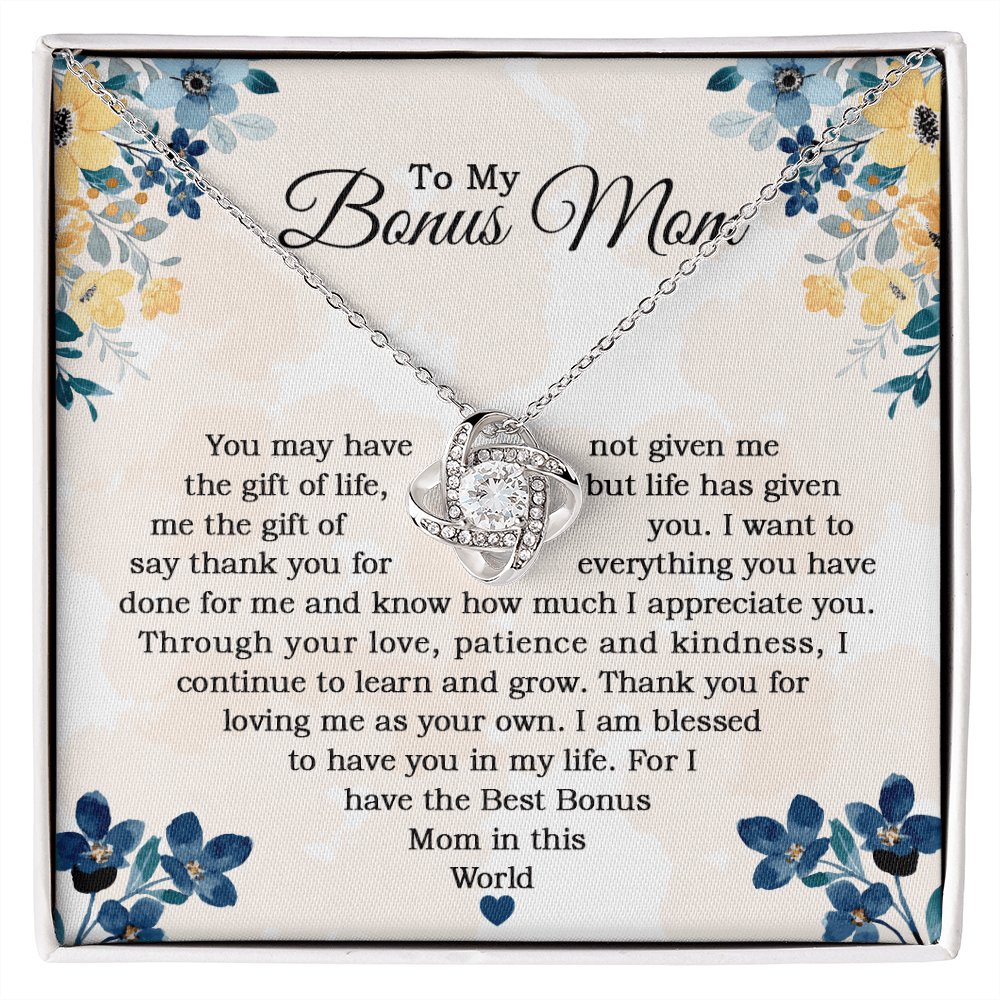 To My Bonus Mom - Blessed To Have You In My Life - Love Knot Necklace - Celeste Jewel