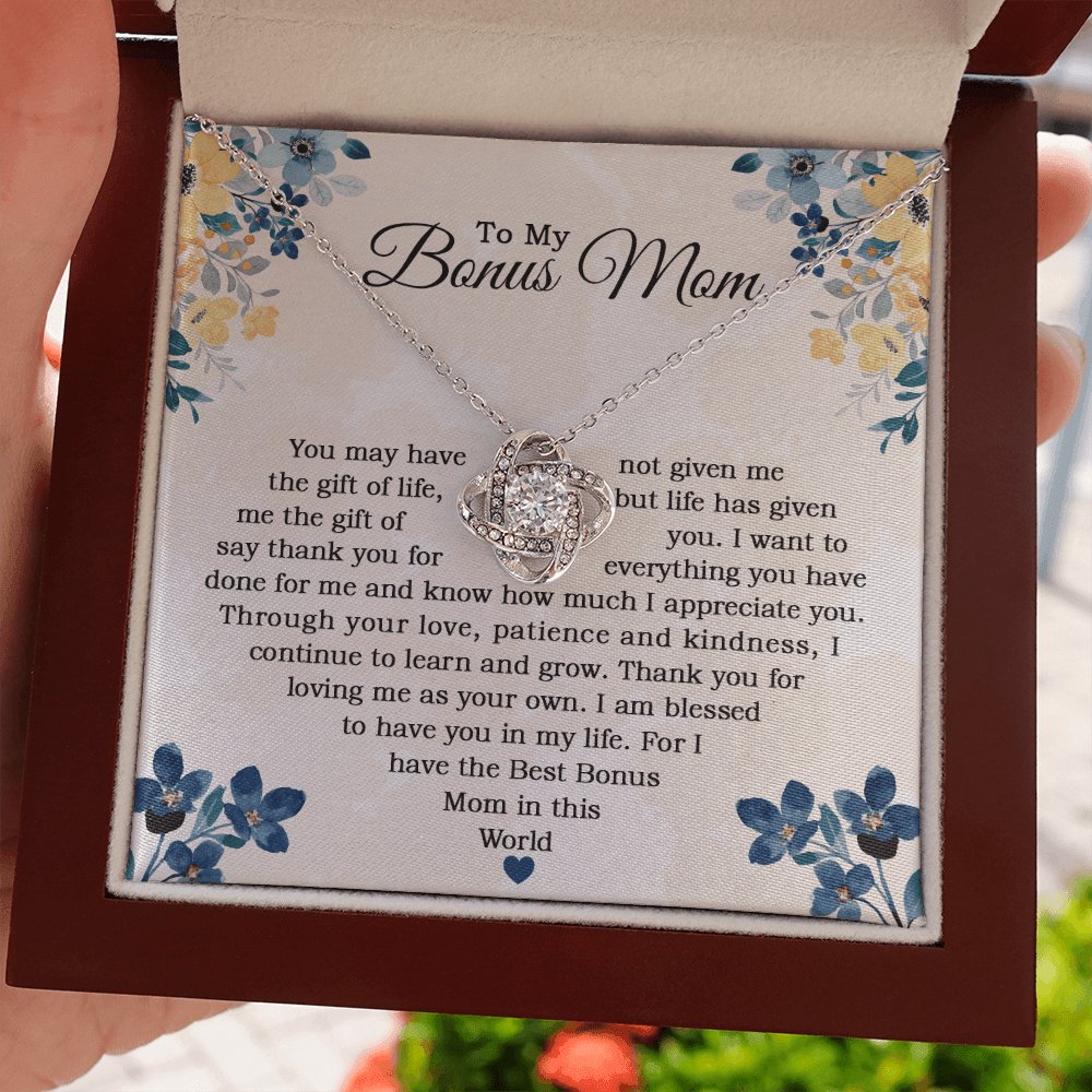 To My Bonus Mom - Blessed To Have You In My Life - Love Knot Necklace - Celeste Jewel