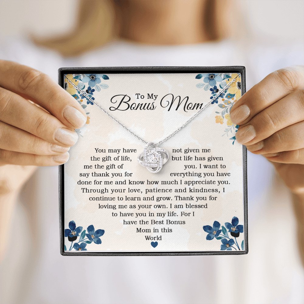To My Bonus Mom - Blessed To Have You In My Life - Love Knot Necklace - Celeste Jewel
