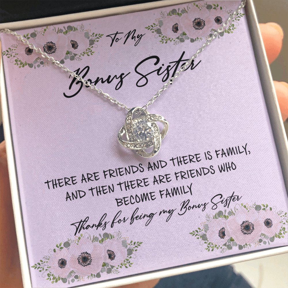 To My Bonus Sister - Friends Who Become Family - Love Knot Necklace - Celeste Jewel