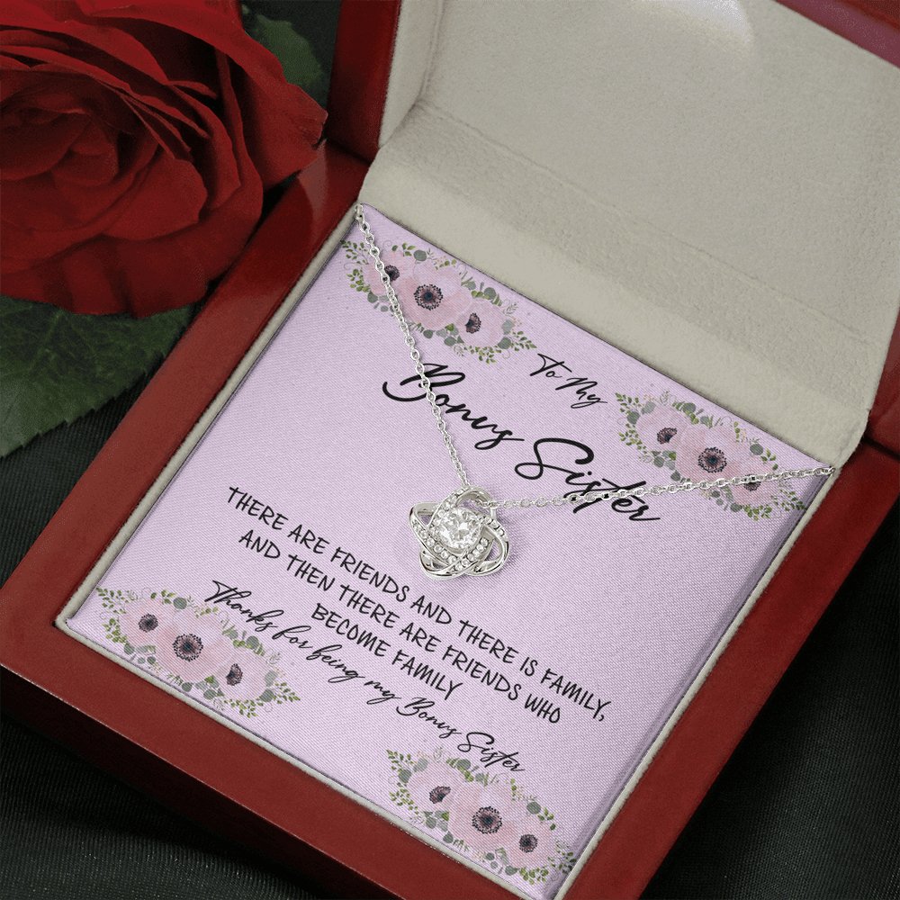 To My Bonus Sister - Friends Who Become Family - Love Knot Necklace - Celeste Jewel
