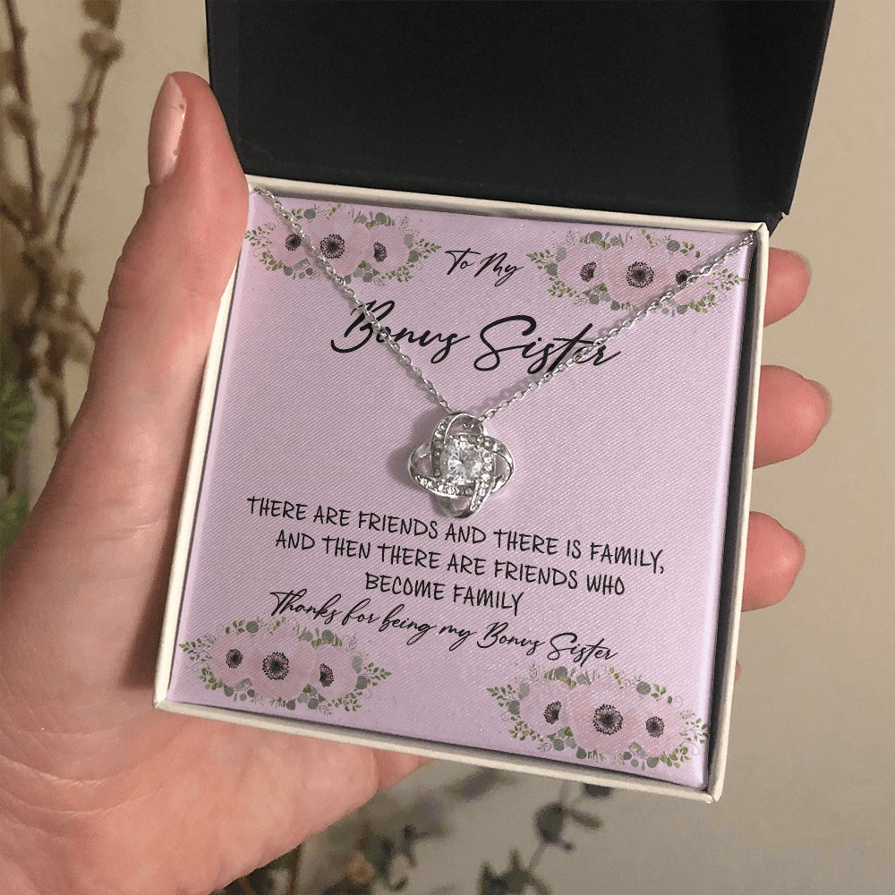 To My Bonus Sister - Friends Who Become Family - Love Knot Necklace - Celeste Jewel