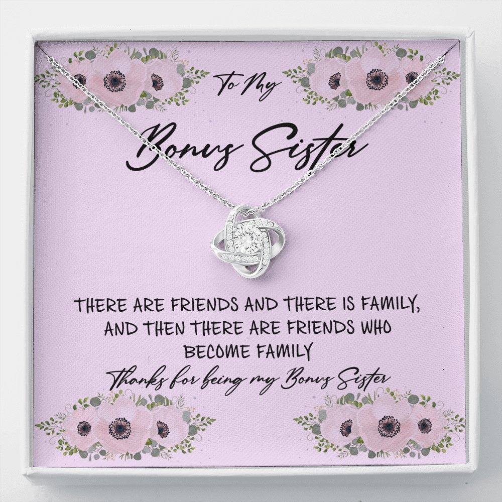 To My Bonus Sister - Friends Who Become Family - Love Knot Necklace - Celeste Jewel
