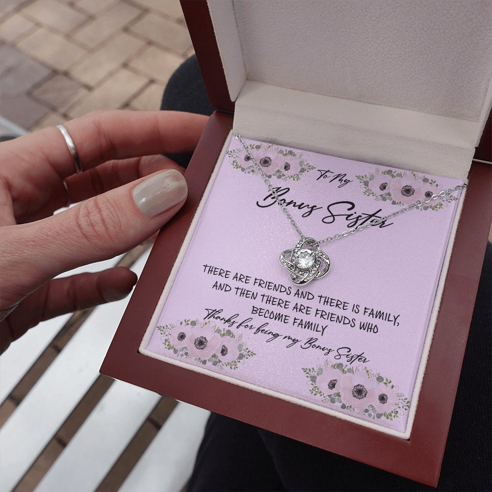 To My Bonus Sister - Friends Who Become Family - Love Knot Necklace - Celeste Jewel