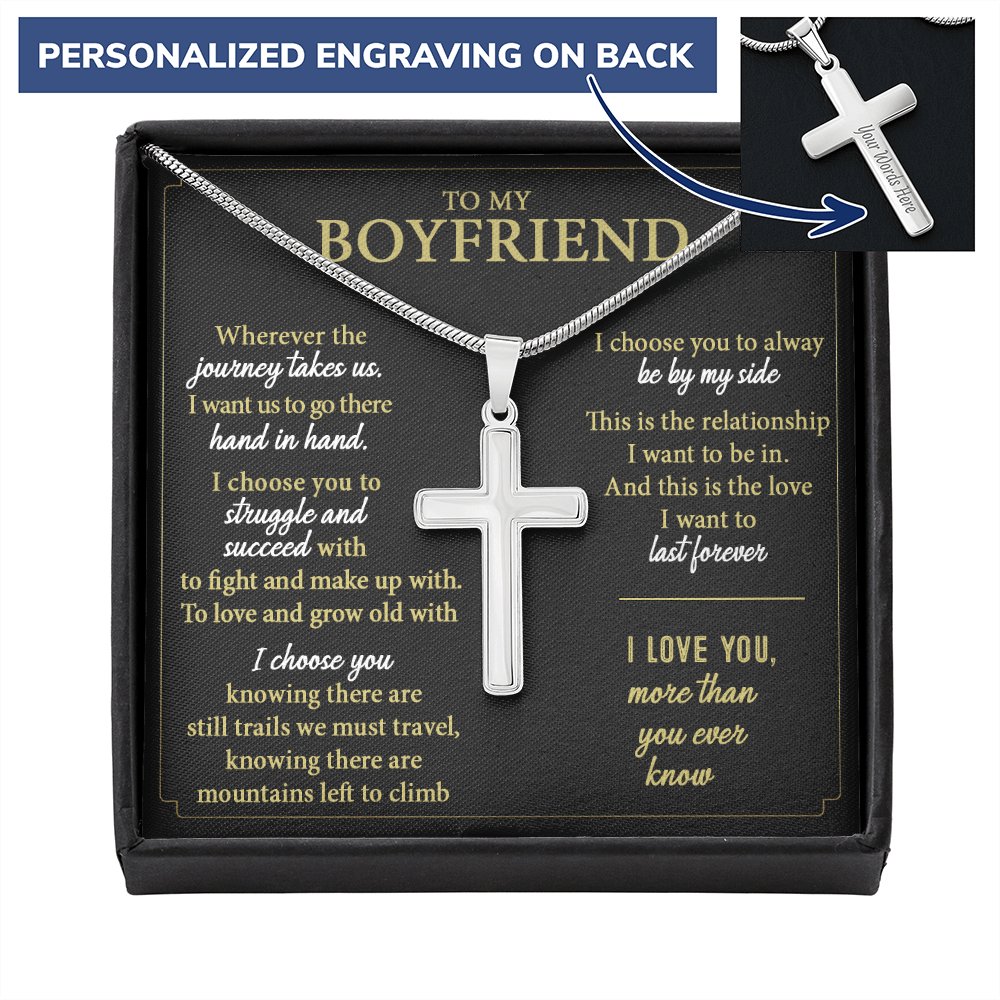 To My Boyfriend - More Than You Ever Know - Personalized Cross Necklace - Celeste Jewel