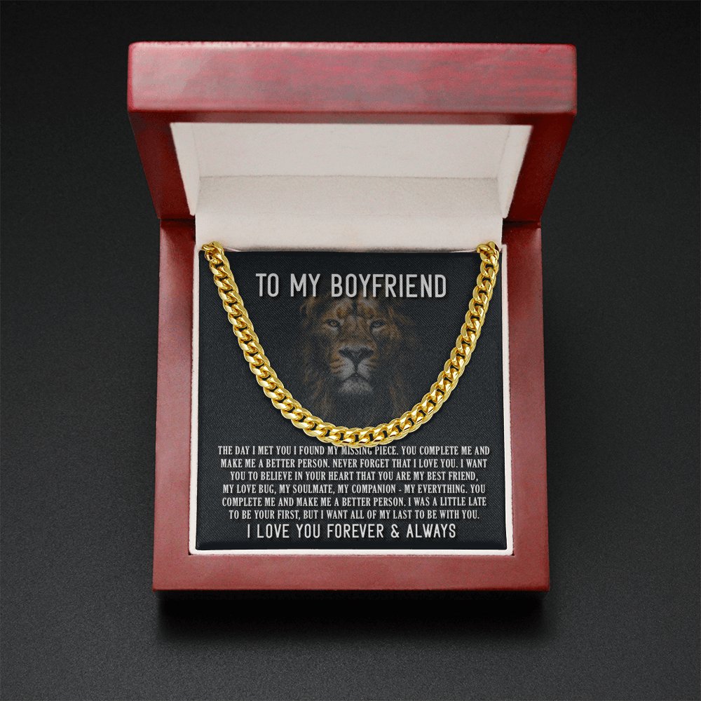To My Boyfriend - The Day I Met You - Cuban Link Chain Necklace - Celeste Jewel
