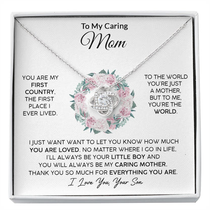To My Caring Mom (From Son) - Your Little Boy - Love Knot Necklace - Celeste Jewel