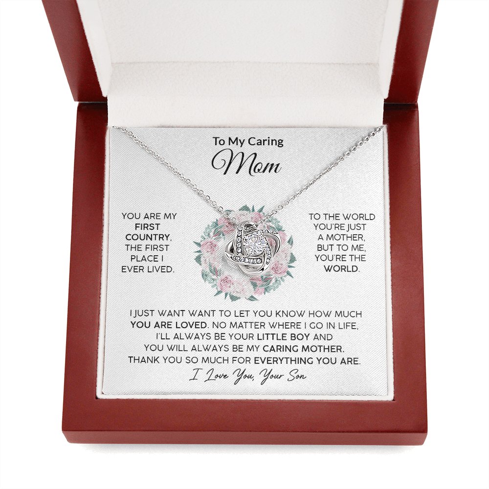 To My Caring Mom (From Son) - Your Little Boy - Love Knot Necklace - Celeste Jewel