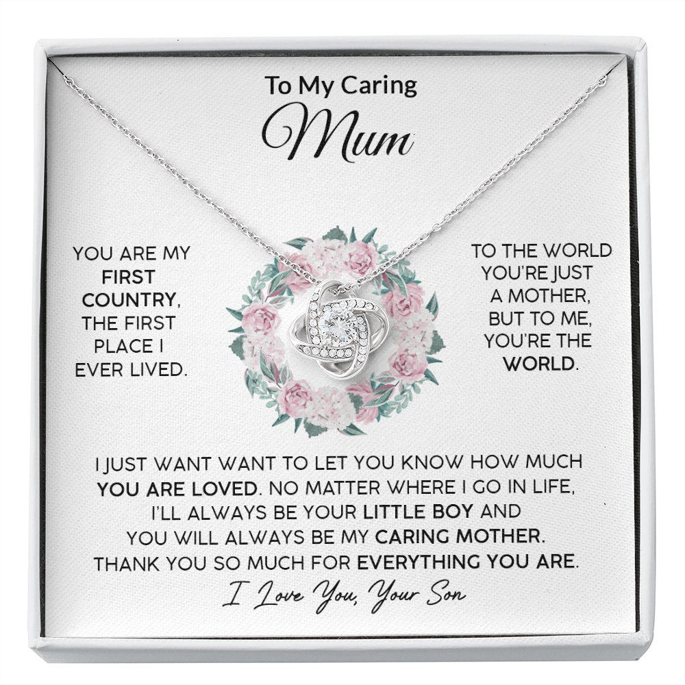 To My Caring Mum (From Son) - Your Little Boy - Love Knot Necklace - Celeste Jewel
