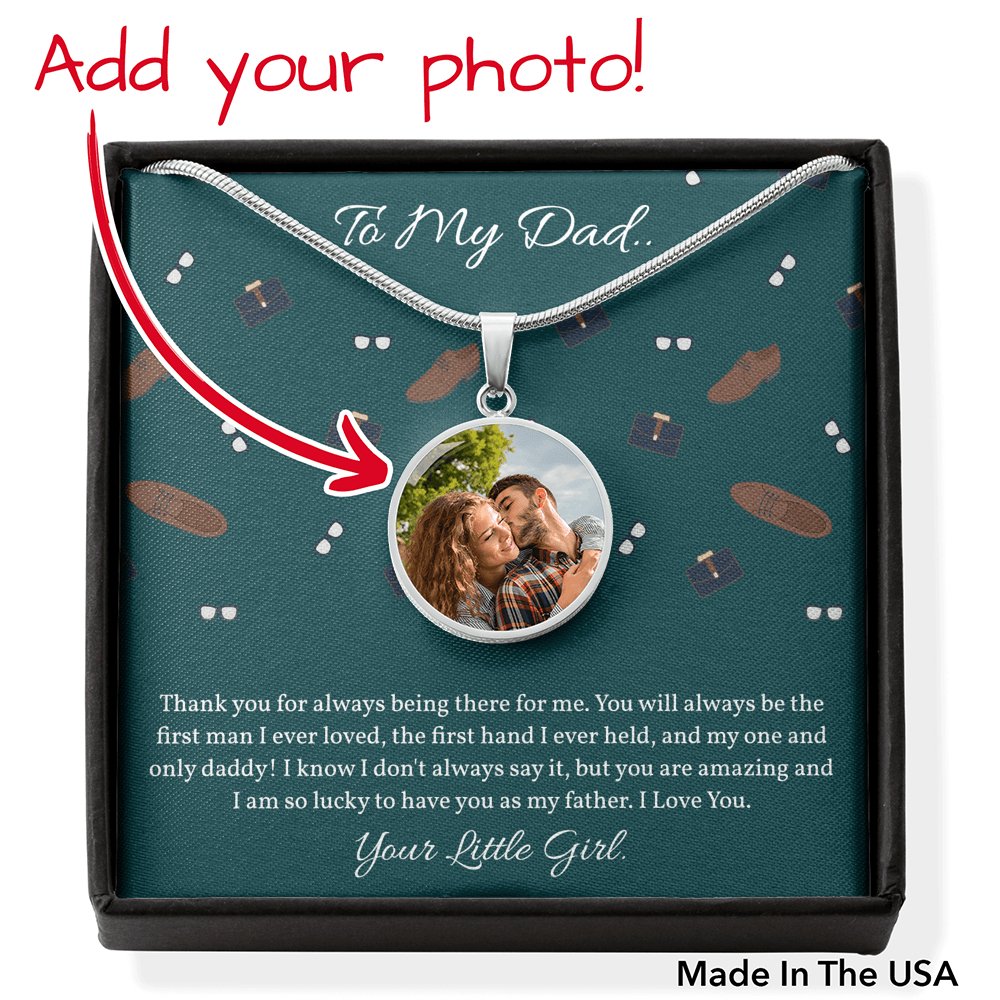 To My Dad - BUYER UPLOAD CIRCLE NECKLACE WITH ENGRAVING OPTION - Celeste Jewel
