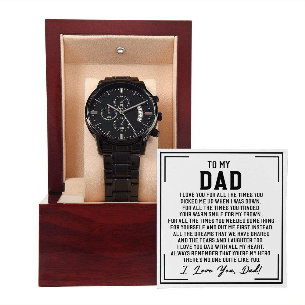 To My Dad - For All The Times - Black Chronograph Watch - Celeste Jewel
