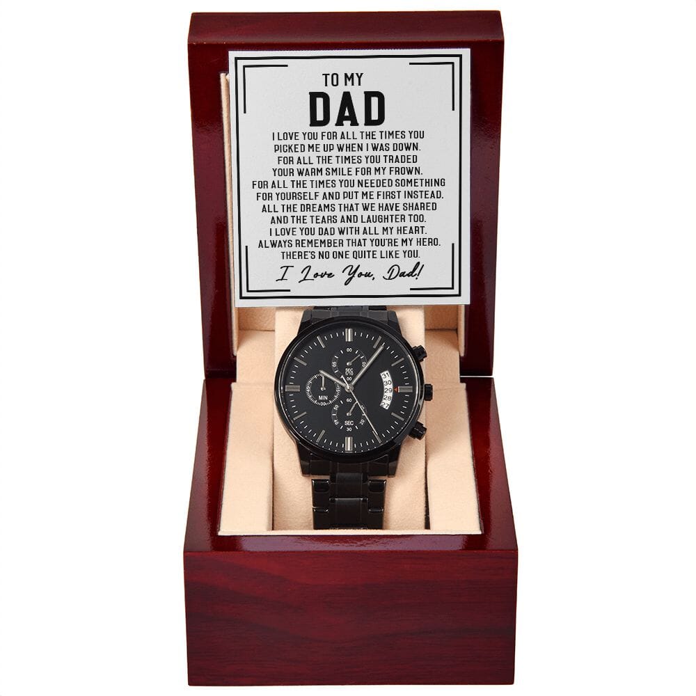To My Dad - For All The Times - Black Chronograph Watch - Celeste Jewel