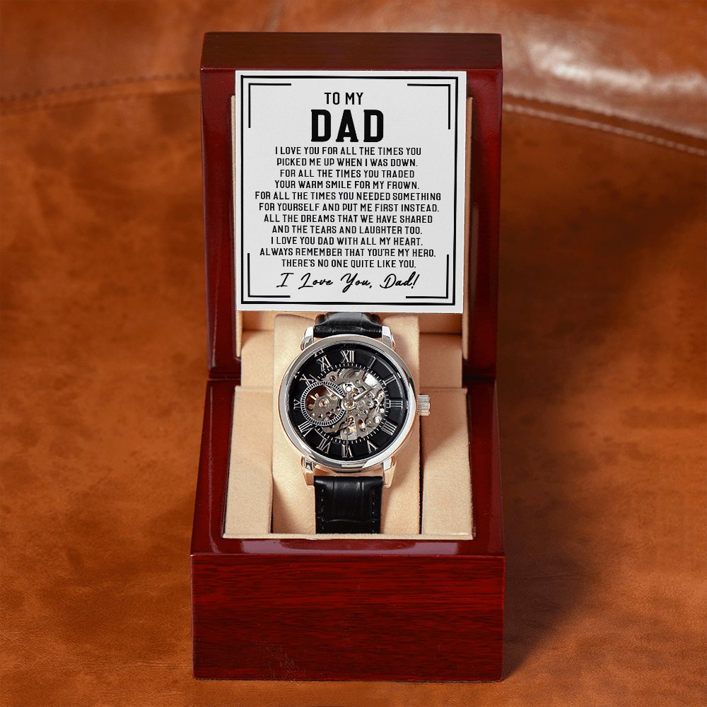 To My Dad - For All The Times - Men's Skeleton Watch - Celeste Jewel