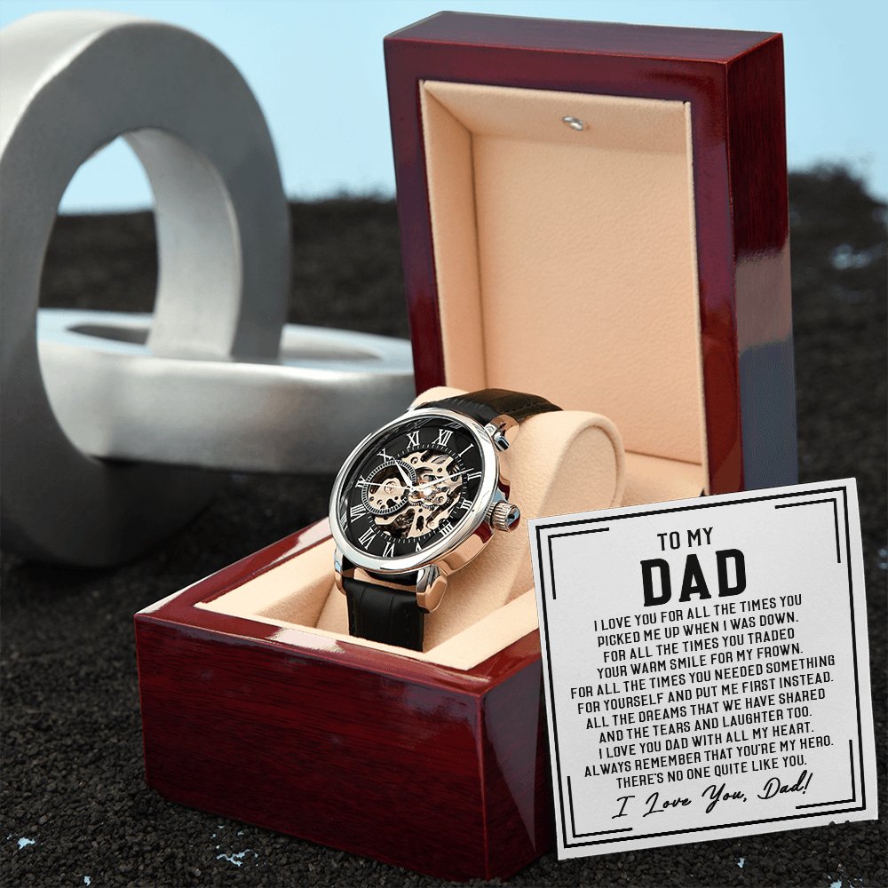 To My Dad - For All The Times - Men's Skeleton Watch - Celeste Jewel