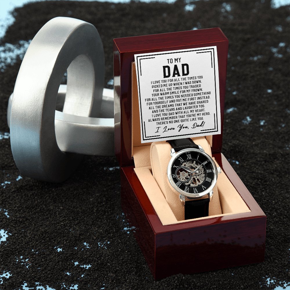 To My Dad - For All The Times - Men's Skeleton Watch - Celeste Jewel