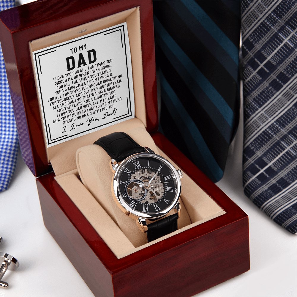 To My Dad - For All The Times - Men's Skeleton Watch - Celeste Jewel