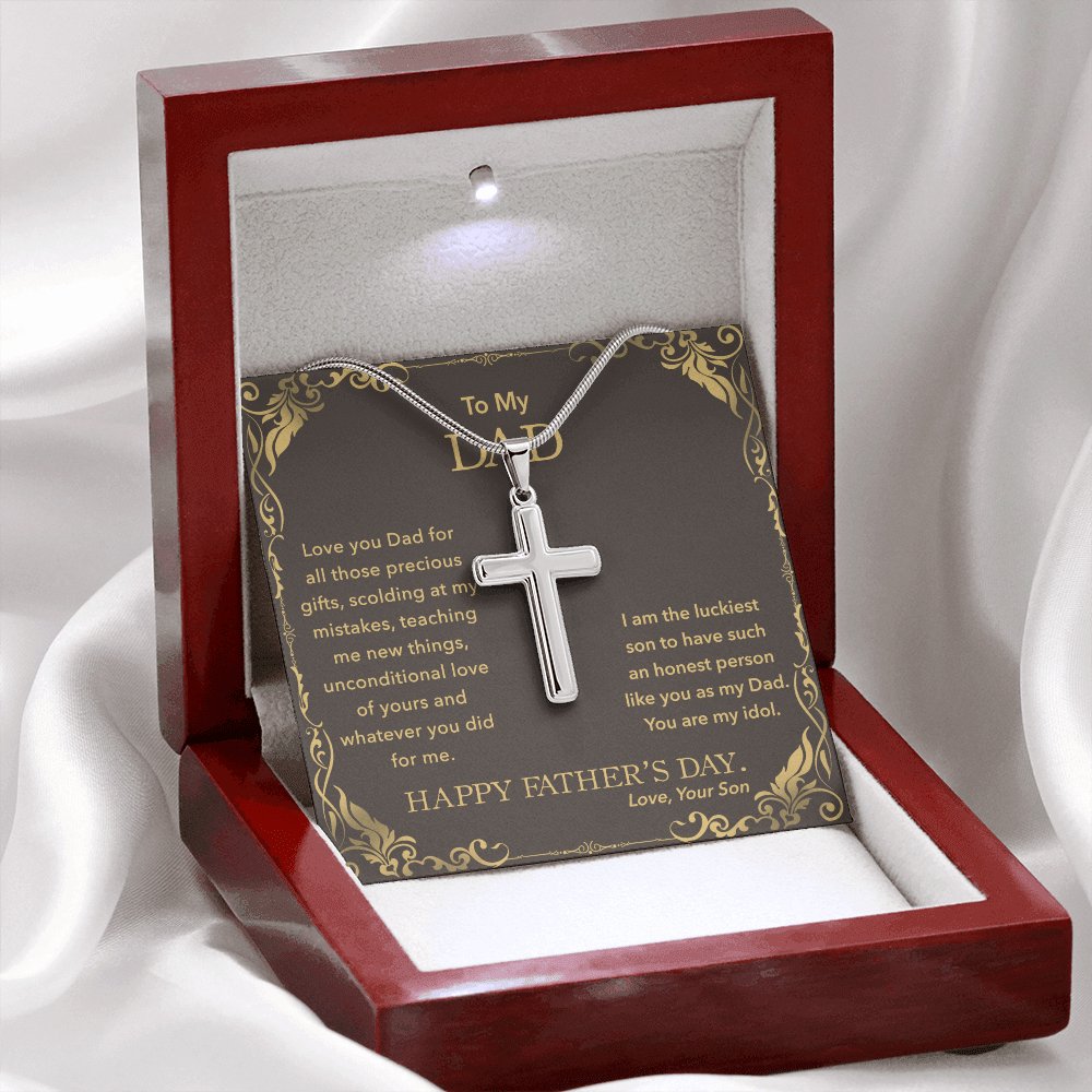 To My Dad - Happy Father's Day Gift From Son - Personalized Cross Necklace - Celeste Jewel
