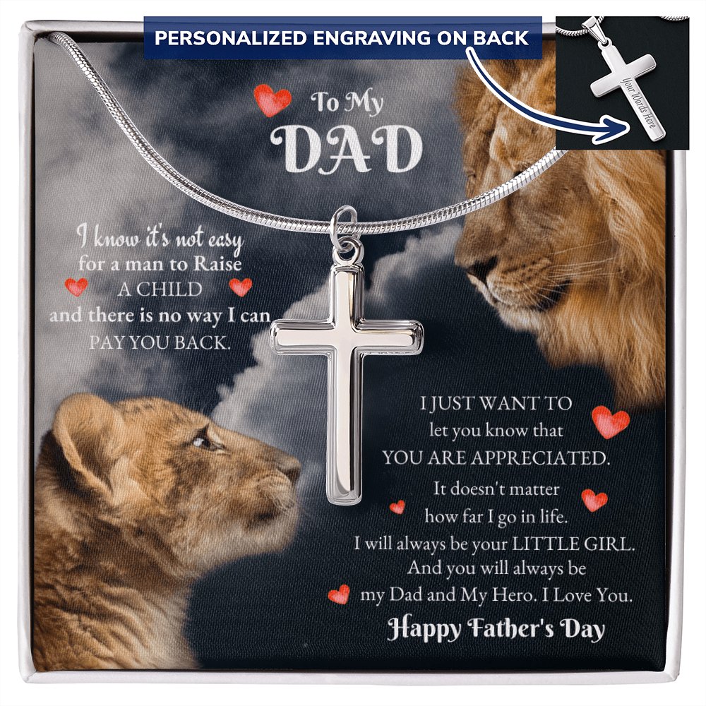 To My Dad- Happy Father's Day Gift - Personalized Cross Necklace - Celeste Jewel