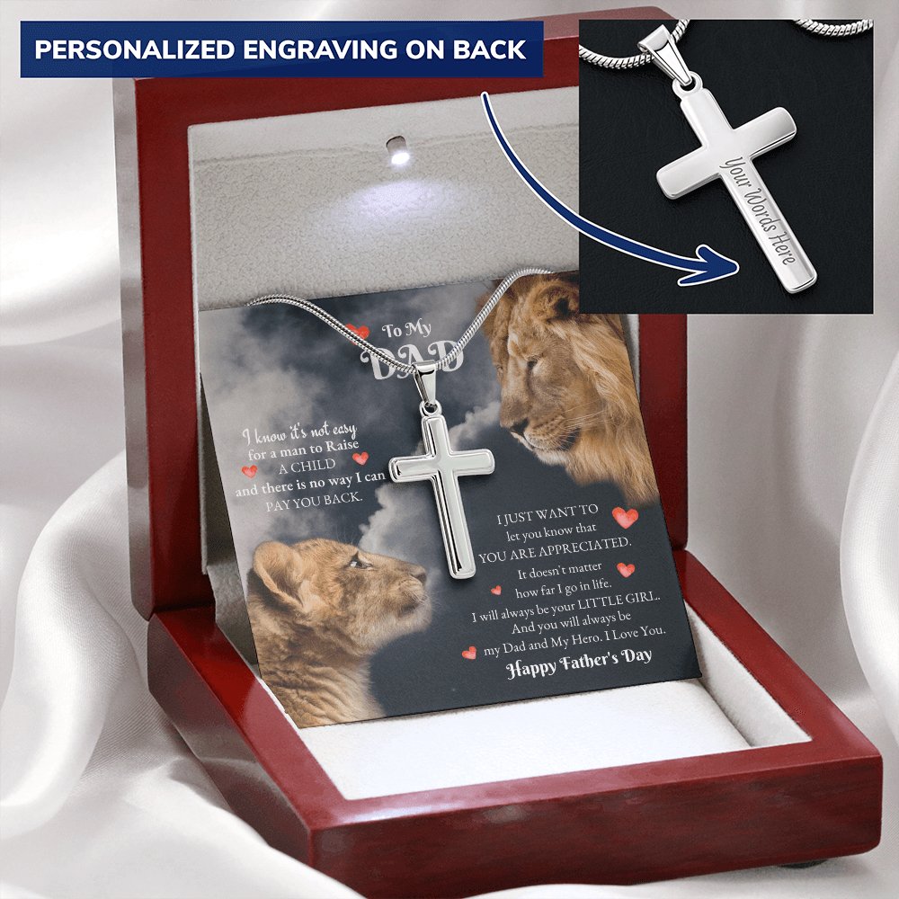To My Dad- Happy Father's Day Gift - Personalized Cross Necklace - Celeste Jewel